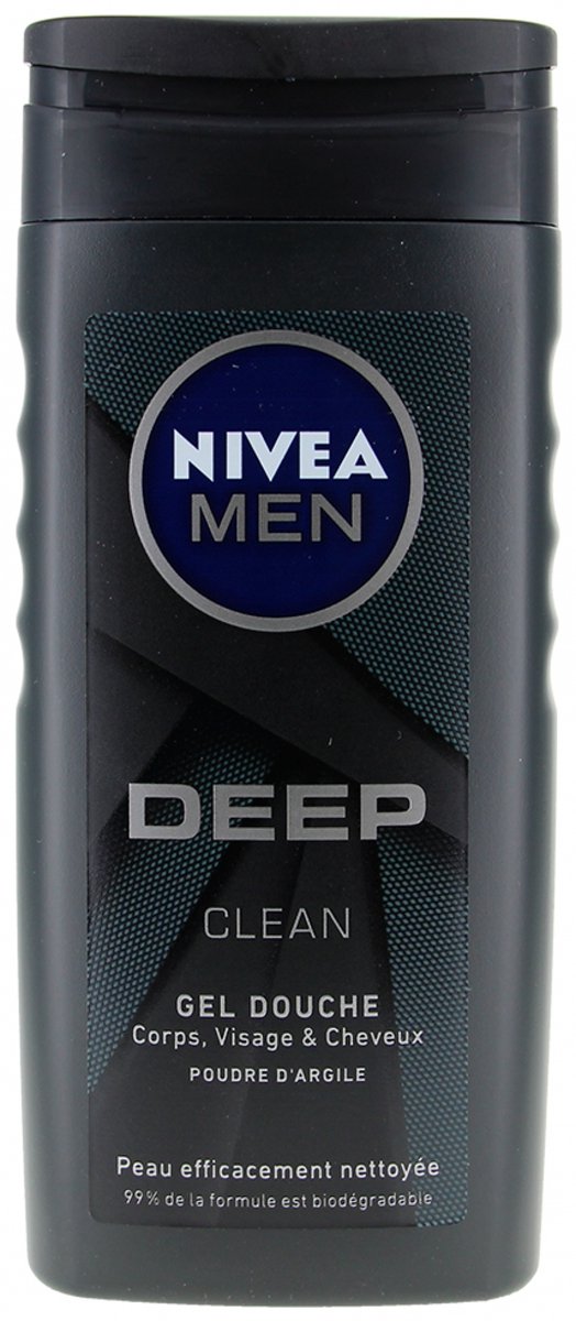 Nivea Men Deep Clean 3in1 Douchegel Gezicht, Lichaam en Haar Kleipoeder 500 ml