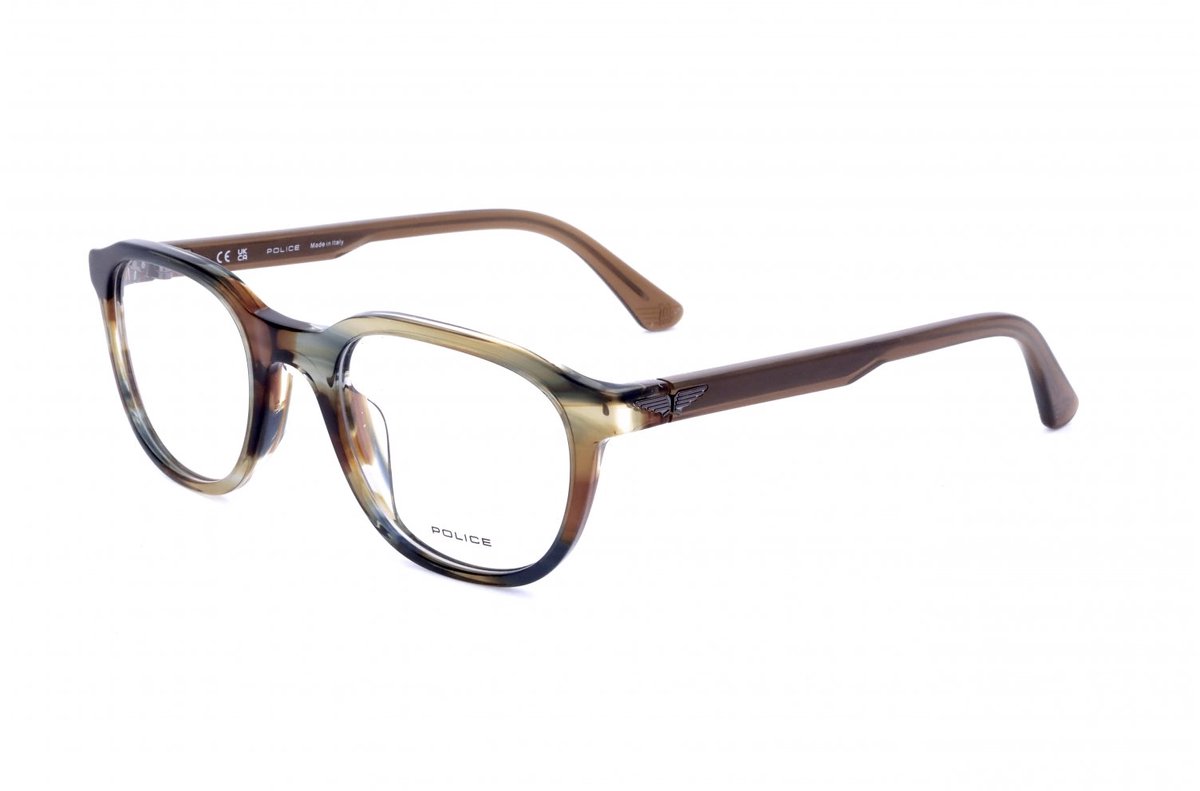 Police VPLF77M Striped shiny brown green 49/21/145 MAN Brilmonturen