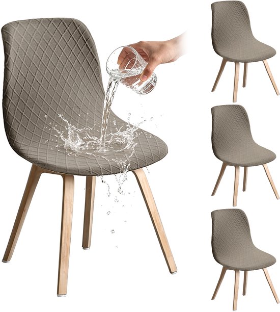Stoelhoezen — 4-pack — Afneembare hoezen voor eetkamerstoelen — Universele stretch-stoelhoezen — Zithoezen — Ideaal voor huis & keuken — Duurzaam / Zeer elastisch / Afneembaar — Lengte: 45–52 cm, breedte: 40–46 cm, hoogte: 40–48 cm