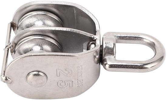 2Pcs RVS Dubbele Pulley M25 - 150kg Draagvermogen Swivel Pulley Wielen — afbeelding 2