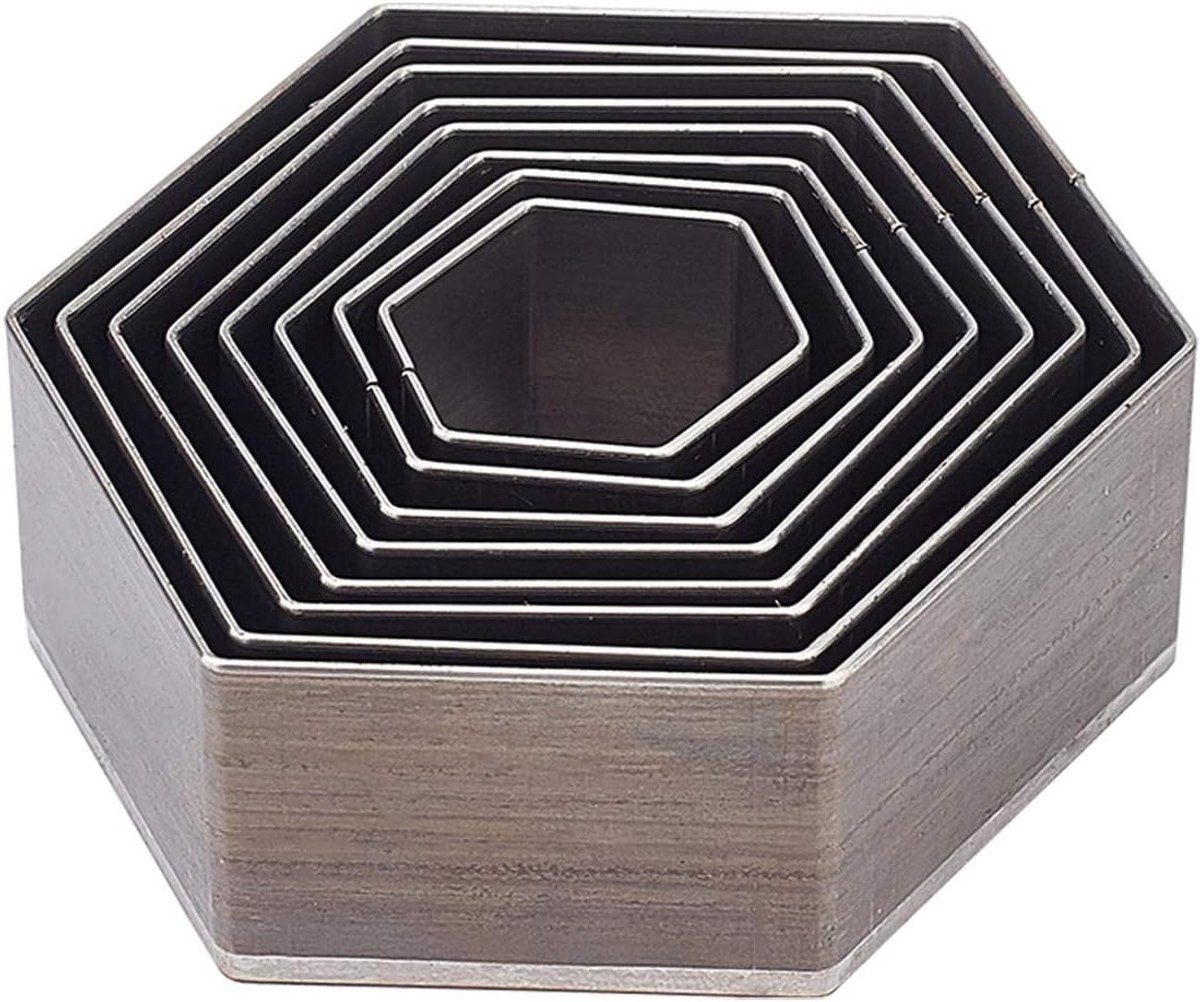 8-delige Carbon Stalen Holle Stansset voor Leerbewerking - Hexagon Stansmallen voor Handgemaakte DIY Leerprojecten, Diverse Maten
