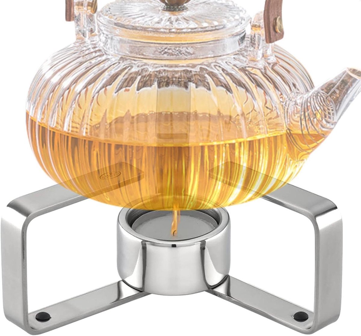 Theewarmer Koffieverwarmer - Theepotwarmer Theelichthouder - Dranken Warm Houden - Ruimtebesparend Opvouwbaar - 17.2 cm Diameter - Zilverkleurig