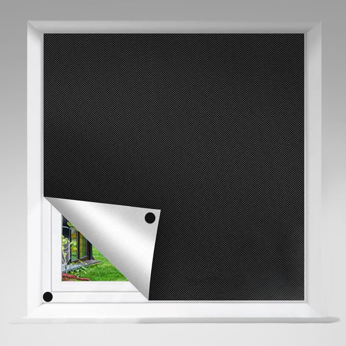 HEZIVO® Verduisteringsdoek - Zonwering Raam - 100% Verduisterend Raamfolie - Zonwerend en Isolerend - Klittenband - 200 x 145 cm