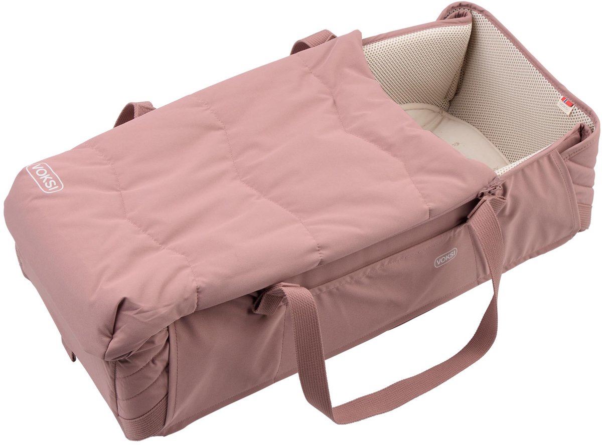 Voksi Carry Me - Babynest - Draagbaar babynestje - Reiswieg - Baby Nestje - Draagmand -BlushPink Leaf