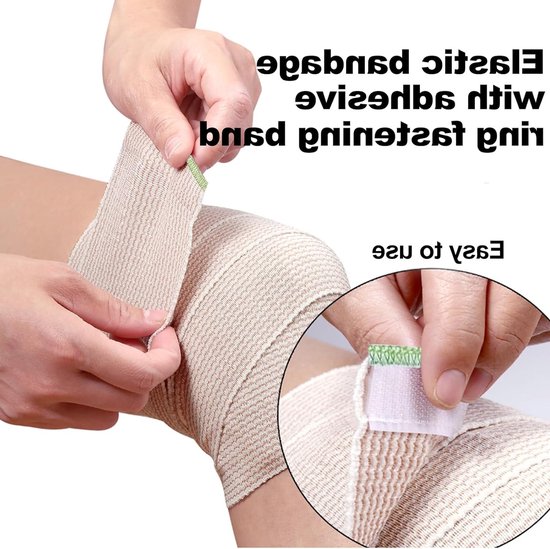 Set van 4 Elastische Sanitaire Maandverbanden, 15 cm x 4,5 m, Stevige Ondersteuning voor Blessures aan Enkel, Arm of Been, Ideaal voor Sport en Compressie — afbeelding 2