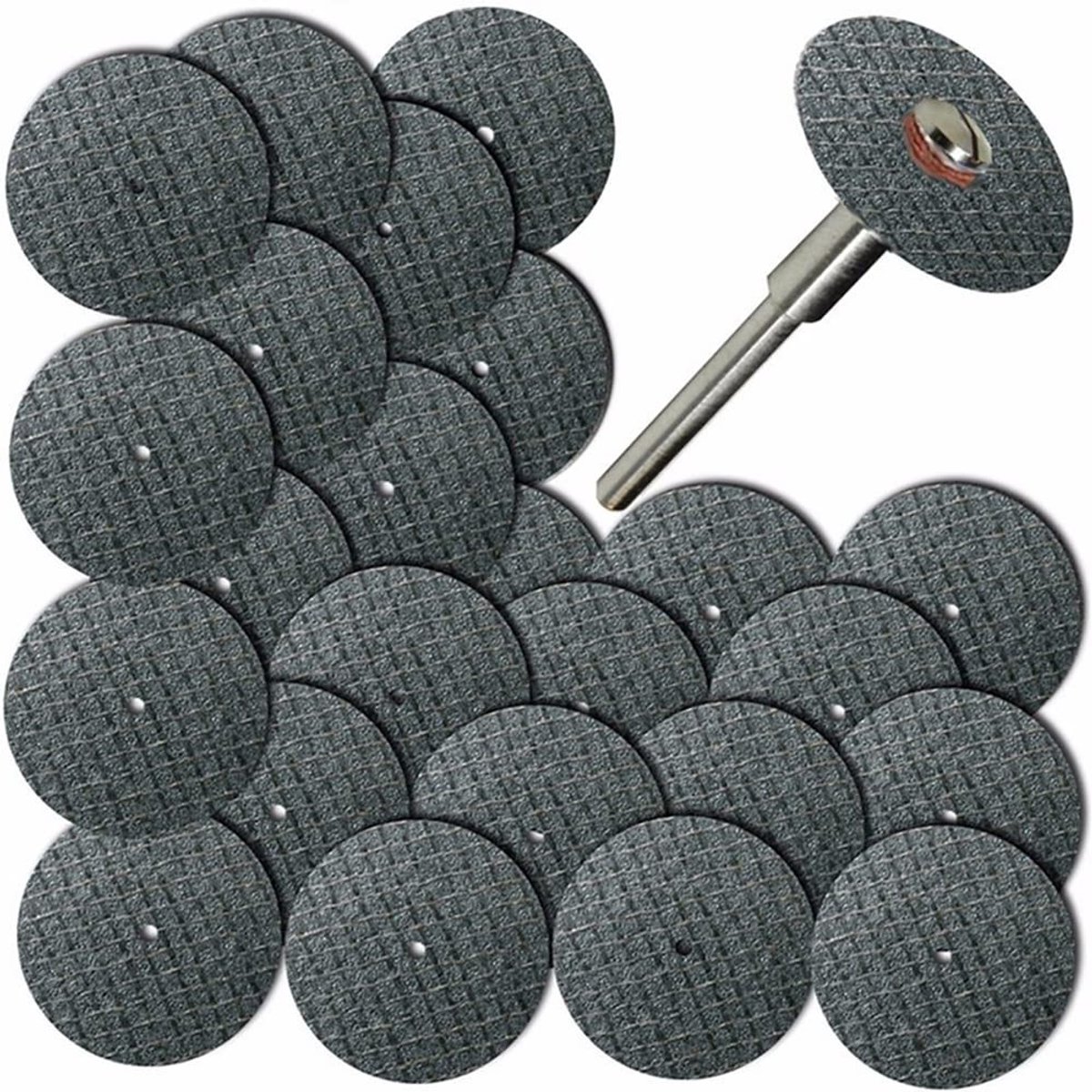 Complete set van 25 en 100 snijschijven van 32 mm met mandrel voor draaigereedschap en metaalbewerking