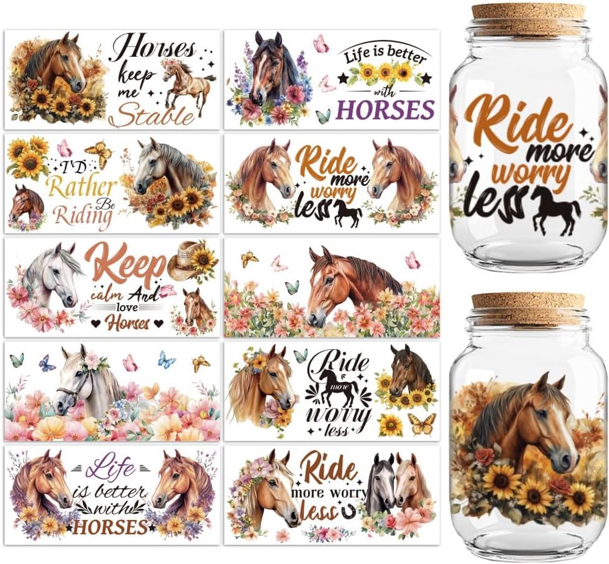 Stickers voor paarden en bloemen