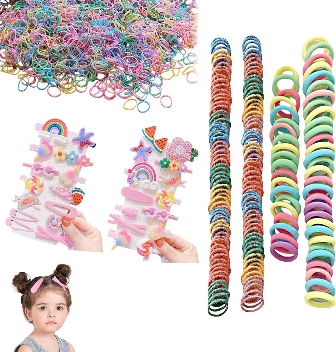 Kleurige Haarbanden en Strikken Set van 1178 Stuks, Perfect voor Jongeren en Kinderen, Ideaal voor Haarstyling en Accessoires