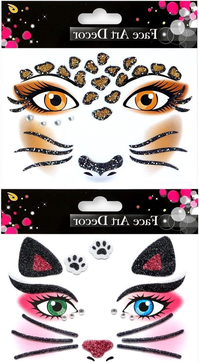 Unieke gezichtstatoeage van een kat - Tijdelijke tattoo voor een speelse uitstraling, perfect voor feesten en evenementen