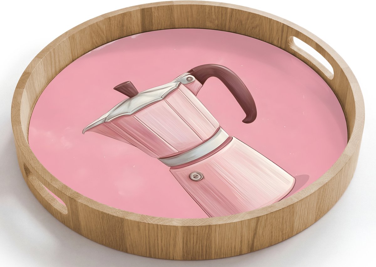 Dienblad rond 40x40 cm - Schootdienblad hout - Roze - Mokkap