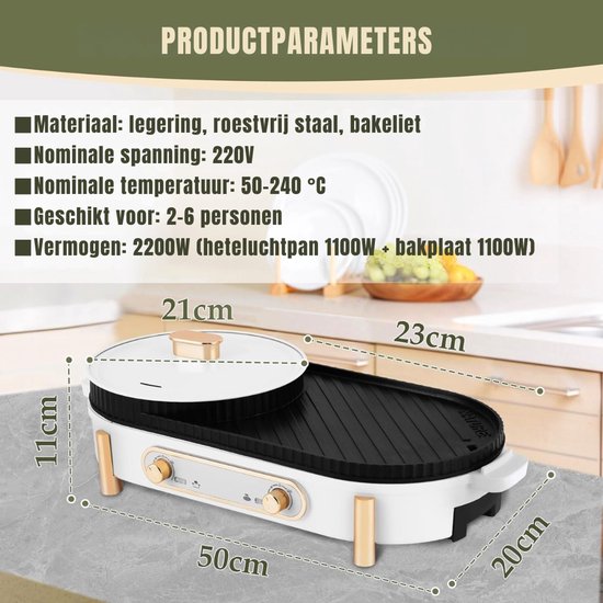 Aurixi® Hotpot Electrisch - Hotpot - Wit - 50cm x 20cm x 15cm — afbeelding 2