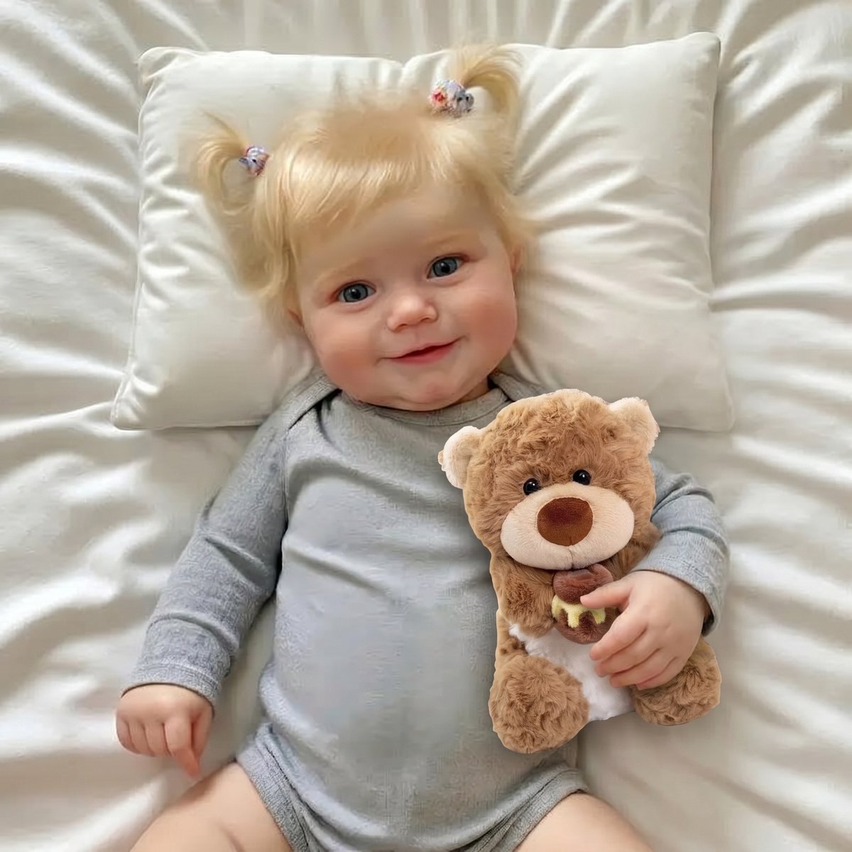Levensechte Reborn Babypop - 50 cm - Inclusief pluche speelgoed - Volledig siliconen lichaam - Waterdicht en beweegbaar - Met haar - Realistisch speelgoed