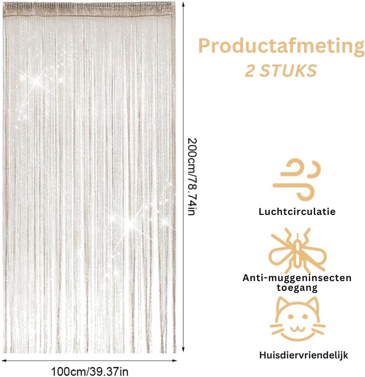 HEZIVO® Deurgordijn Kralen - Kralengordijn - Vliegengordijn Deur - Siergordijn - 2 Stuks - 100 x 200 cm