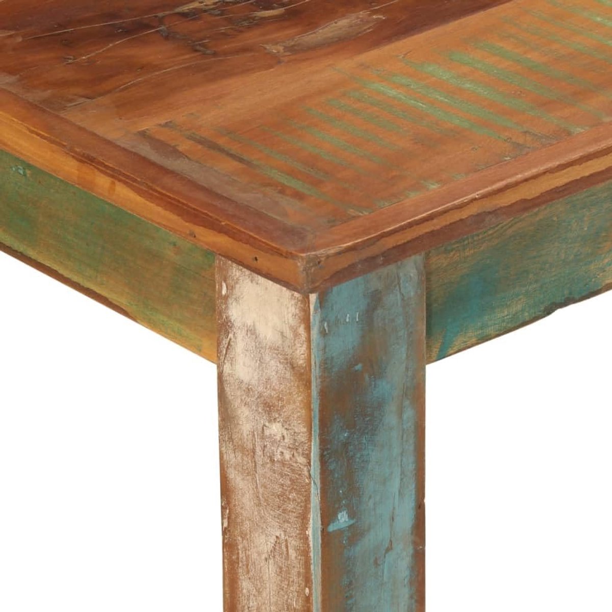 Vintage Massief Houten Eettafel 110 x 55 x 76 cm – Gerecycled Old Wood Keuken- & Kantoortafel – Rustieke Design Dining Table voor Keuken, Woonkamer & Kantoor