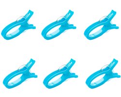6-stuks Grote wasknijper - Plastic wasknijper - Strandhanddoekklem - Dekenklem - 16x9,5 cm - Multifunctioneel - Winddicht en draagbaar - Geschikt voor het vastzetten van strandhanddoeken, dekens, handdoeken, tapijten, enz. - Blauw