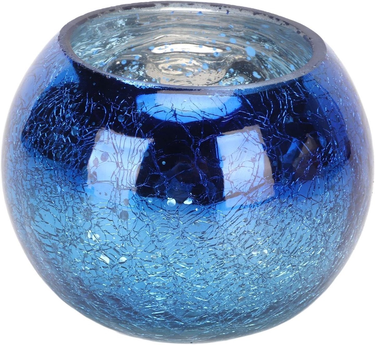 Allecto - Tealight Houder - Handgemaakte Glazen Kaarsenhouder - Decoratief Voor Tafel en Interieur - Gradient Blauw - Uniek Design - Stijlvolle Ver...