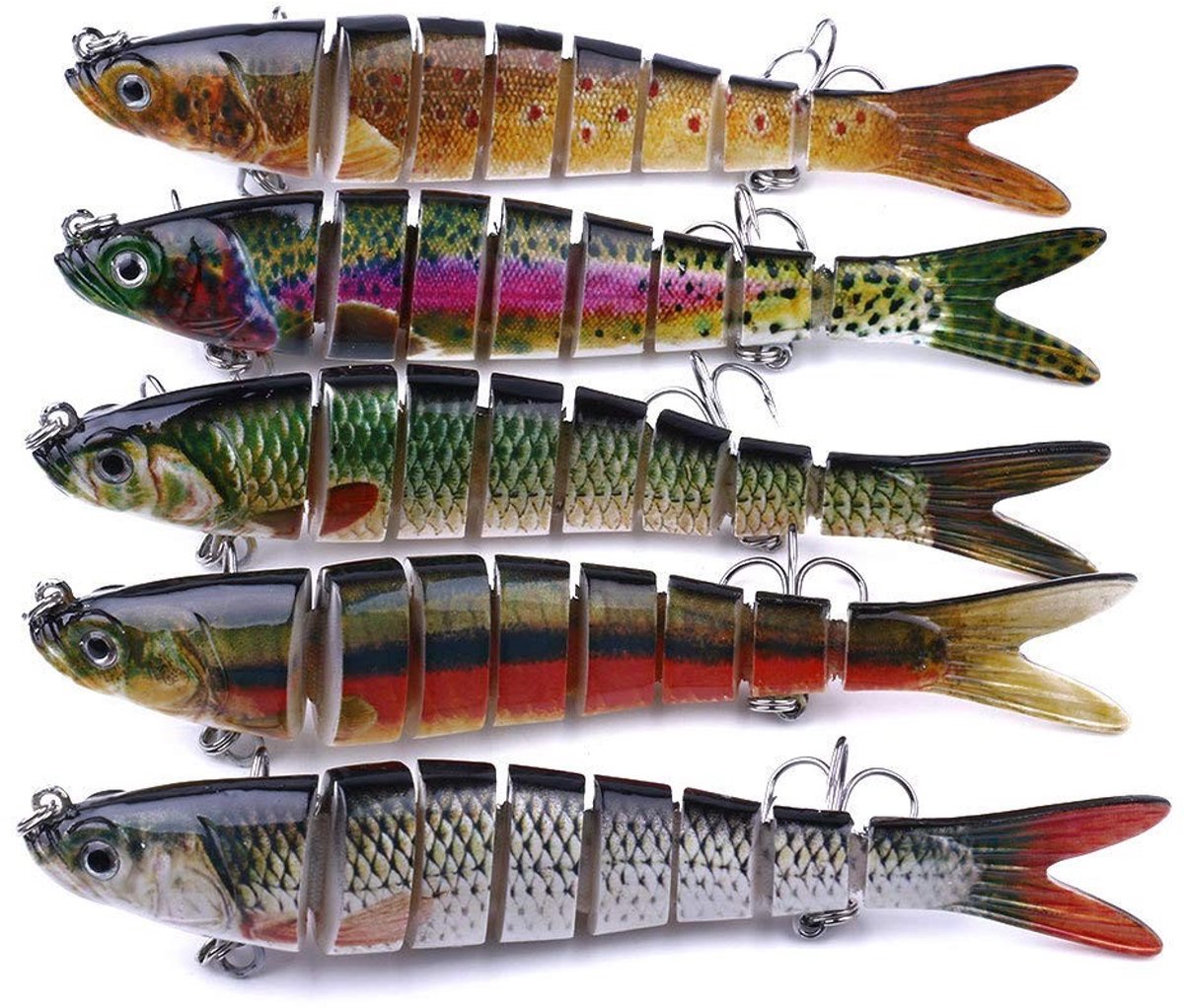Allecto - Multi Jointed Pike Lures - Lifelike Viskunstenaar - 5Pcs Set - Zoetwater en Zoutwater - Vissport - Perfect voor Roofvissen - Kleurvariaties