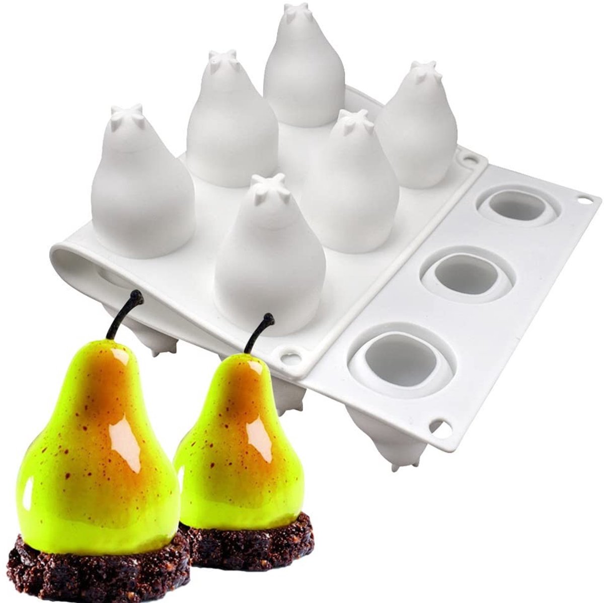 Allecto - Peervorm Cakevorm - Siliconen Mallen - Uniek ontwerp - 295*171*49MM - Bakken Dessert - Geschikt voor taarten - Kleurvariatie mogelijk