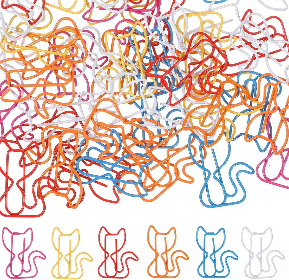 50 Stuks Katvormige Paperclips - Leuke Decoratieve Kantoorbenodigdheden voor Dierenliefhebbers, Bookmark Clips en Binderclips voor Vrouwen