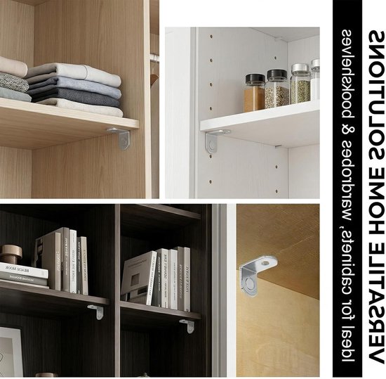 Stevige hoekondersteuning voor planken - 20 stuks roestvrijstalen glazen plankhouders, ideale meubelaccessoires voor kasten en boekenplanken — afbeelding 3