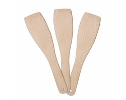 Houten spatel - bakspaan- bakspatel - set van 3 stuks - Buiten koken - BBQ - Skottelbraai - Keukengerei - 30 cm - beukenhout