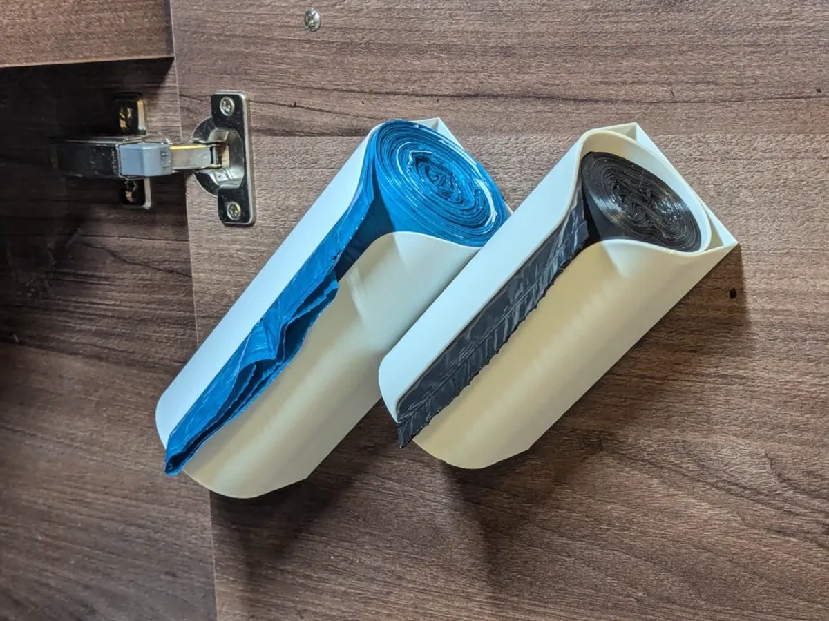 Skushy Vuilniszak Houder Set 2 Stuks – Afvalzak Dispenser voor Kast & Gootsteenkast – Ruimtebesparende Organizer – PLA+ 3D Geprint (16 cm & 12 cm)