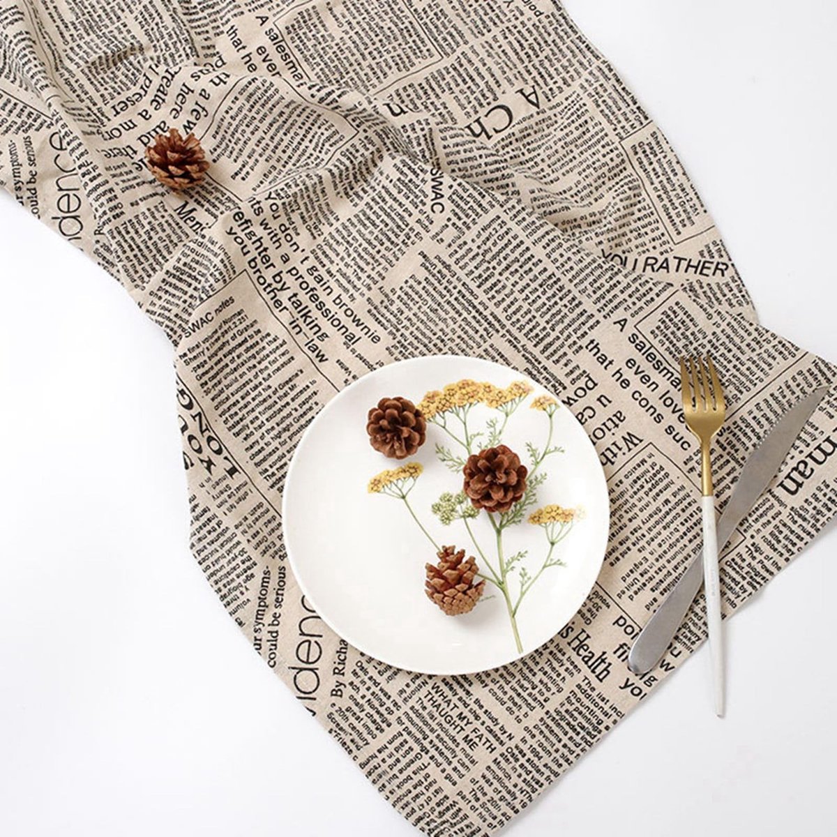 Fotografie achtergrond stof vintage Engelse krant placemats - Duurzame stoffen servetten