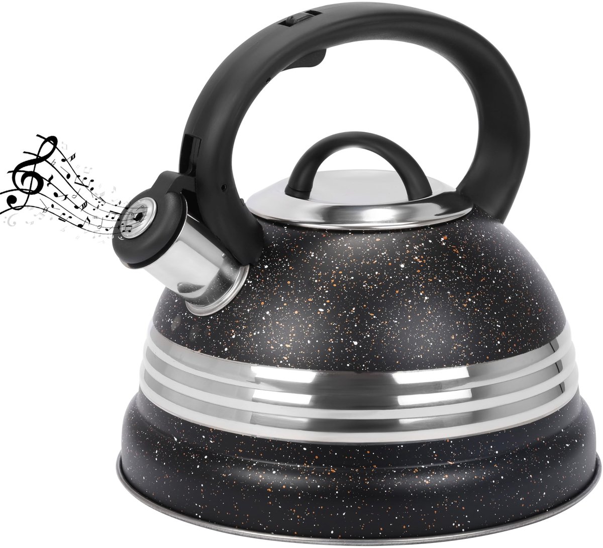 MTTProducts - Waterkoker - Theepot - Vintage design - Zwart - 3L - Stoomkoker - Geschikt voor camping en dagelijks gebruik