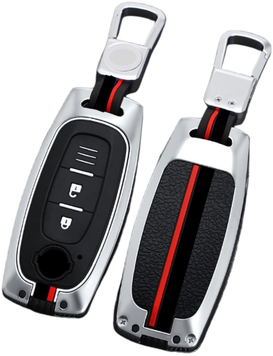 MTTProducts - Sleutelhoes - Waterdichte Bescherming - Zilver - Sleutelcover - Geschikt voor Nissan Juke en Teana - 2 Knoppen