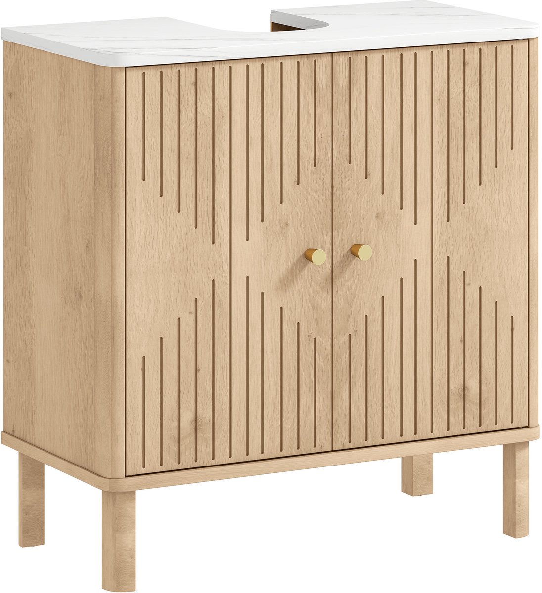 HOMCOM-Badkamermeubel-MDF-60x30x63cm-Eiken