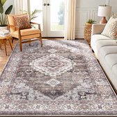Homaxy - Woonkamerkleed - Zacht Fluwelen Vloerkleed Voor Naast Het Bed - Wasbaar Klein Vloerkleed - 153x214 cm - Rechthoekig - Bruin