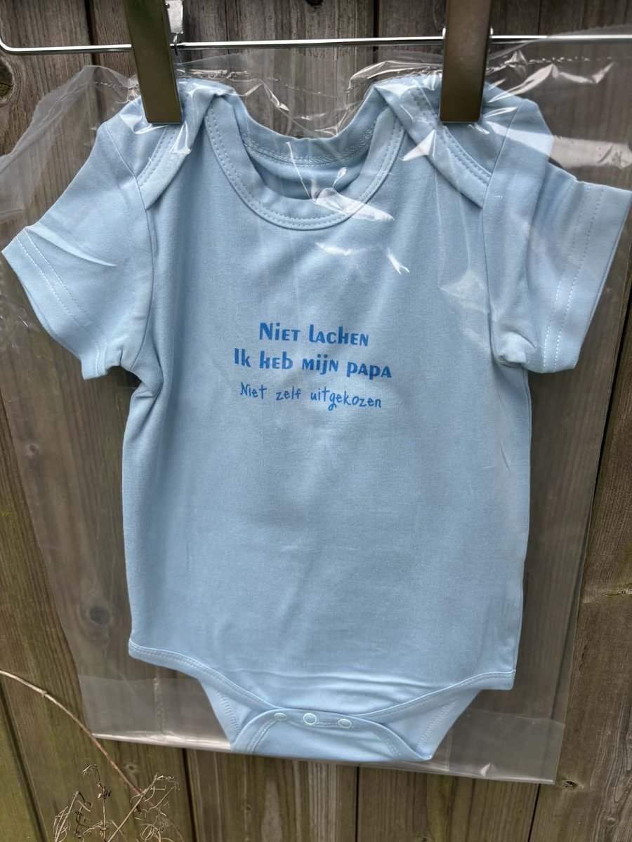 Baby romper Blauw met Tekst - Maat 6/9 maanden