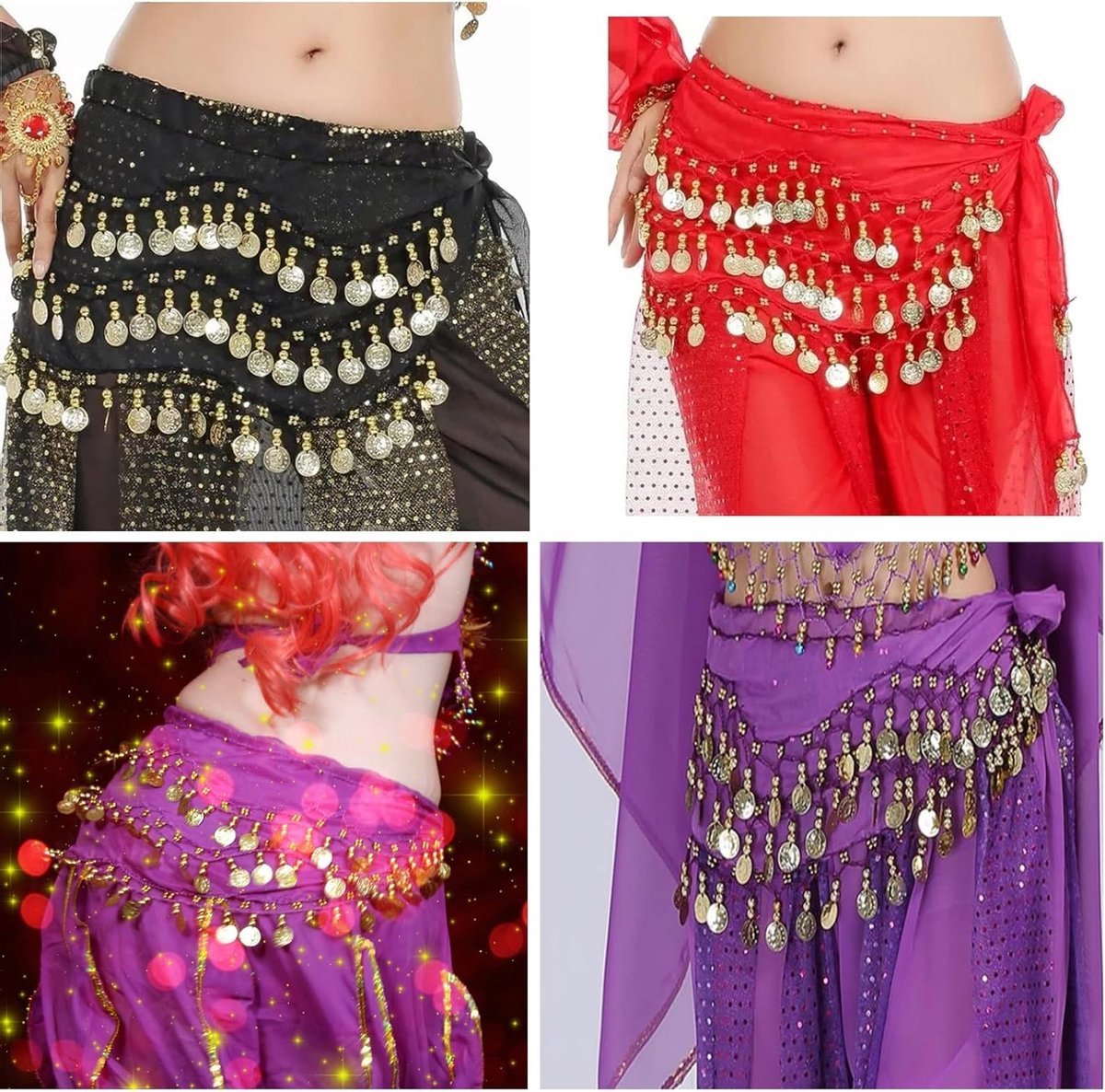 Chiffon Buikdansrok met Gouden Munten voor Feestshows en Dansoptredens - Perfecte Accessoire voor Buikdansers