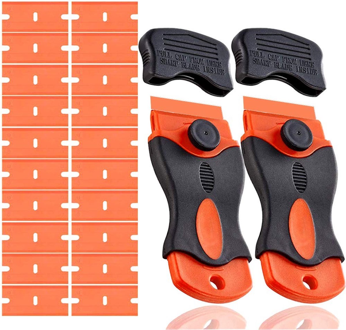 Virtubuy - Premium Hob Scraper - 2 Stuks - Ideaal voor Ceramische Kookplaten - Inclusief 20 Plastic Dubbelzijdige Scheermesjes - Handig in Gebruik -...