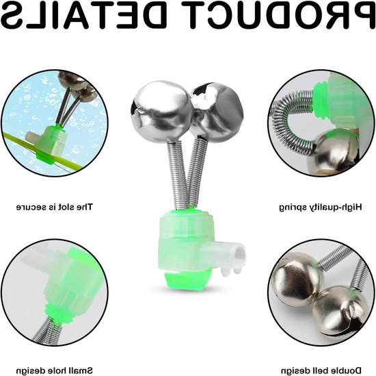 20 Stuks Spiral Clips met Bel voor Vissers - Alarm voor Visspullen, Geluid en Outdoor Activiteiten — afbeelding 5