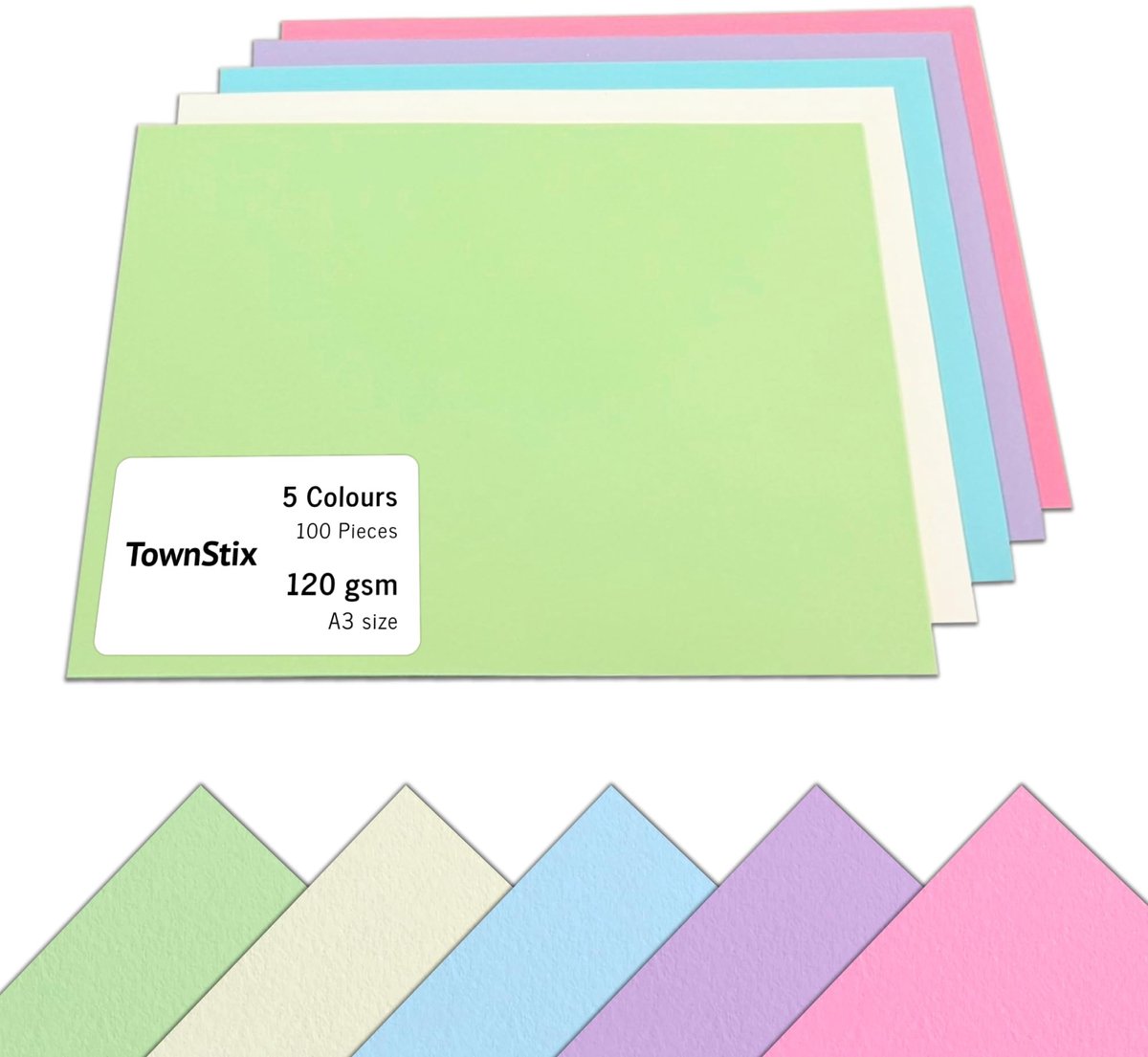 Allecto - Gekleurd Papier - A3 120 g/m² - Perfect voor Tekenen en Knutselen - 5 Kleuren - Hoogwaardige Printkwaliteit - Ideaal voor Creatieve Proje...