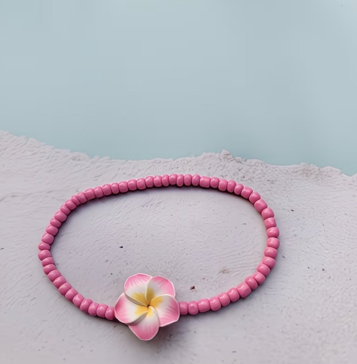 She life style - Zomerse roze bloemen enkelband - Elastische - Roze