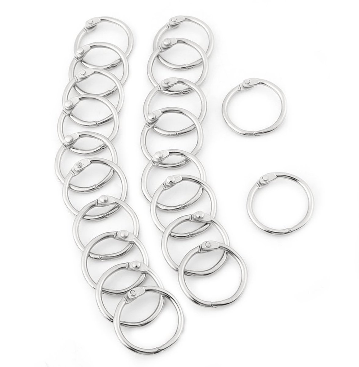 Byshayne - Connecting Rings - Boekringen - Eenvoudig te gebruiken - 25 mm - Sleutelhanger - Ideaal voor albums en documenten - Zilver