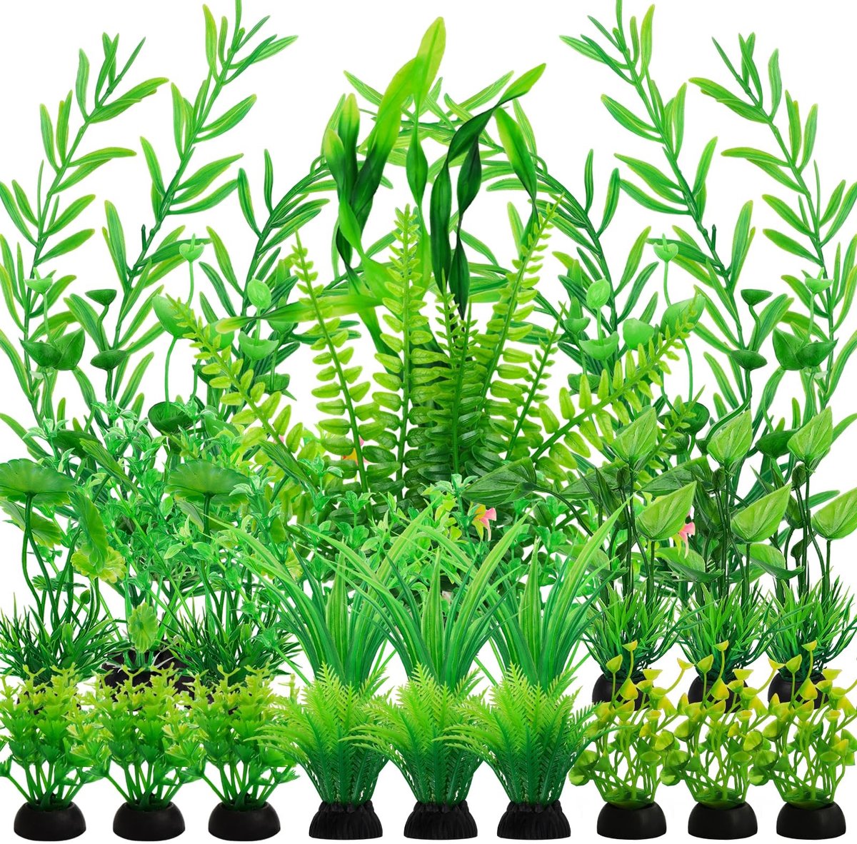 MTTProducts - Kunstplanten Aquarium - 25 Stuks Groene Planten - Realistische Decoratie - Kunststof - Onderwater Planten - Geschikt voor Aquarium - Indoor