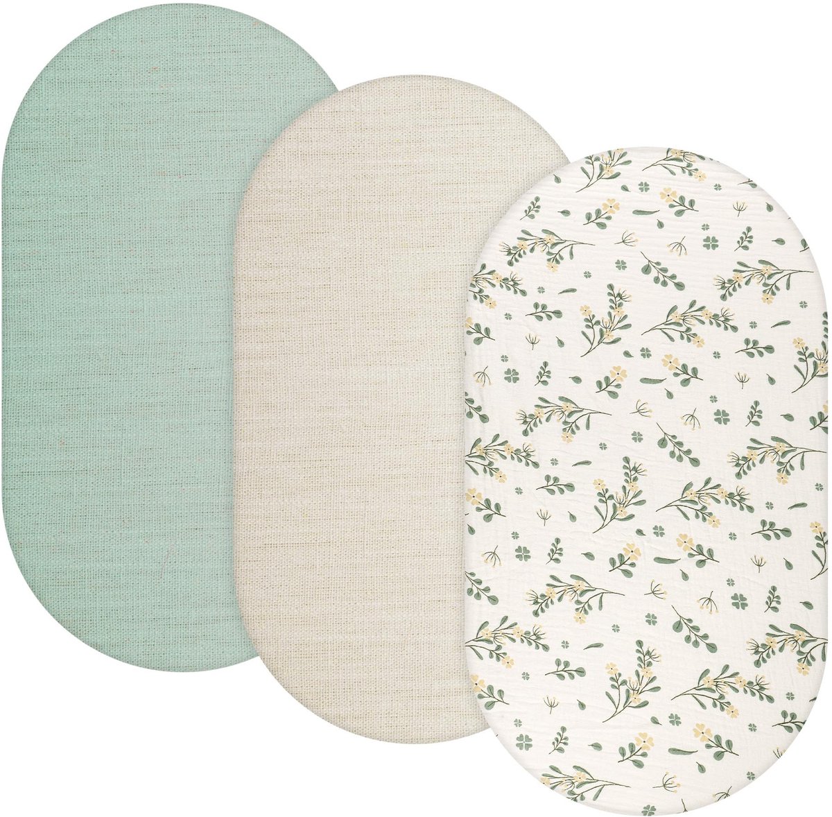 MTTProducts - Fitted Sheets - 100% Muslin Katoen - Lichtgewicht en Ademend - 83x43 cm - Geschikt voor Babybedden - Set van 3 Kleuren