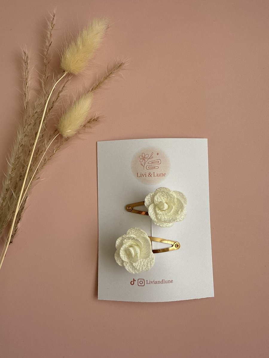 Livi Lune Haarspeldjes Meisjes Rozen Bloemen Cremé
