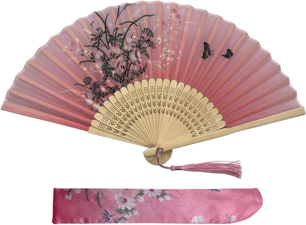 Handwaaier - Spaanse Handwaaier - Verkoeling Waaiers voor Zomerse Themperatuur - Waaier Festival - Chinese Waaier - Festival Waaier - Verkoelend - Handventilator - Tegen Opvliegers - 1 Stuk - Roze - van Imperatoris