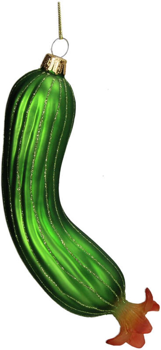 HD Collection Kerst Ornament Courgette – Glas Groen – 13,5 cm – Delicieux Kersthanger
