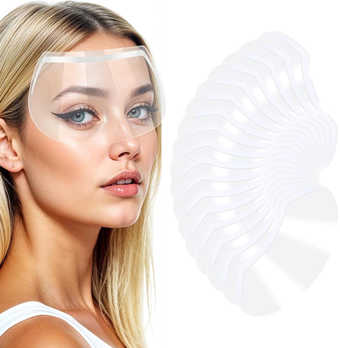 50 Stuks Transparante Gezichts- en Oogbescherming, M-Type Visor voor Oogchirurgie, Ideaal voor Wimperextensions en Schoonheidsbehandelingen