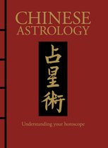 Livre : astrologie chinoise, avec texte doré et caractères chinois sur fond rouge.