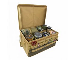 Camping Opbergtas 70L – Grote Outdoor Opbergtas met Vakken – Opvouwbare Auto Organizer / Kofferbak Organizer – Robuuste Gereedschapstas van 900D Oxford