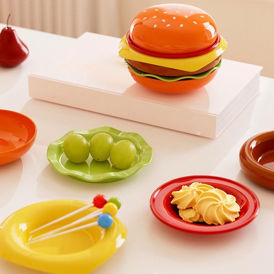 Hamburger Bordenset - Voorgerecht Borden - Feestelijke Snacks - Stapelbaar Compact Ontwerp - 14x10 cm - Zwart — afbeelding 3