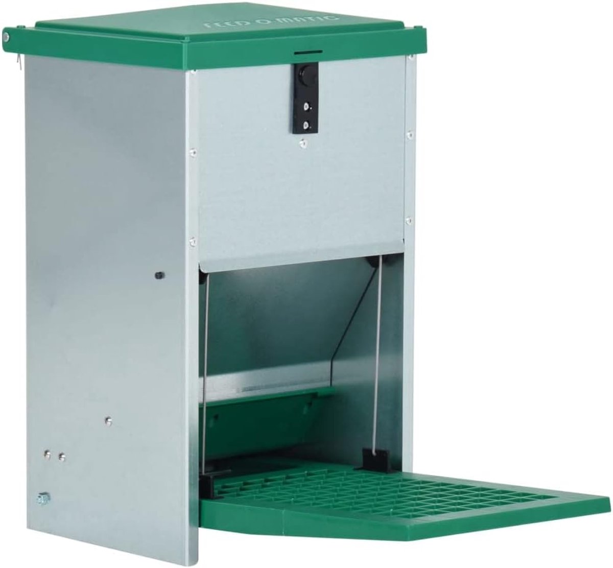 Gevogelte Voederautomaat - Pedaal Voerbak - Voer Beschermen - Robuust Verzinkt Staal - 8 kg Inhoud - Groen