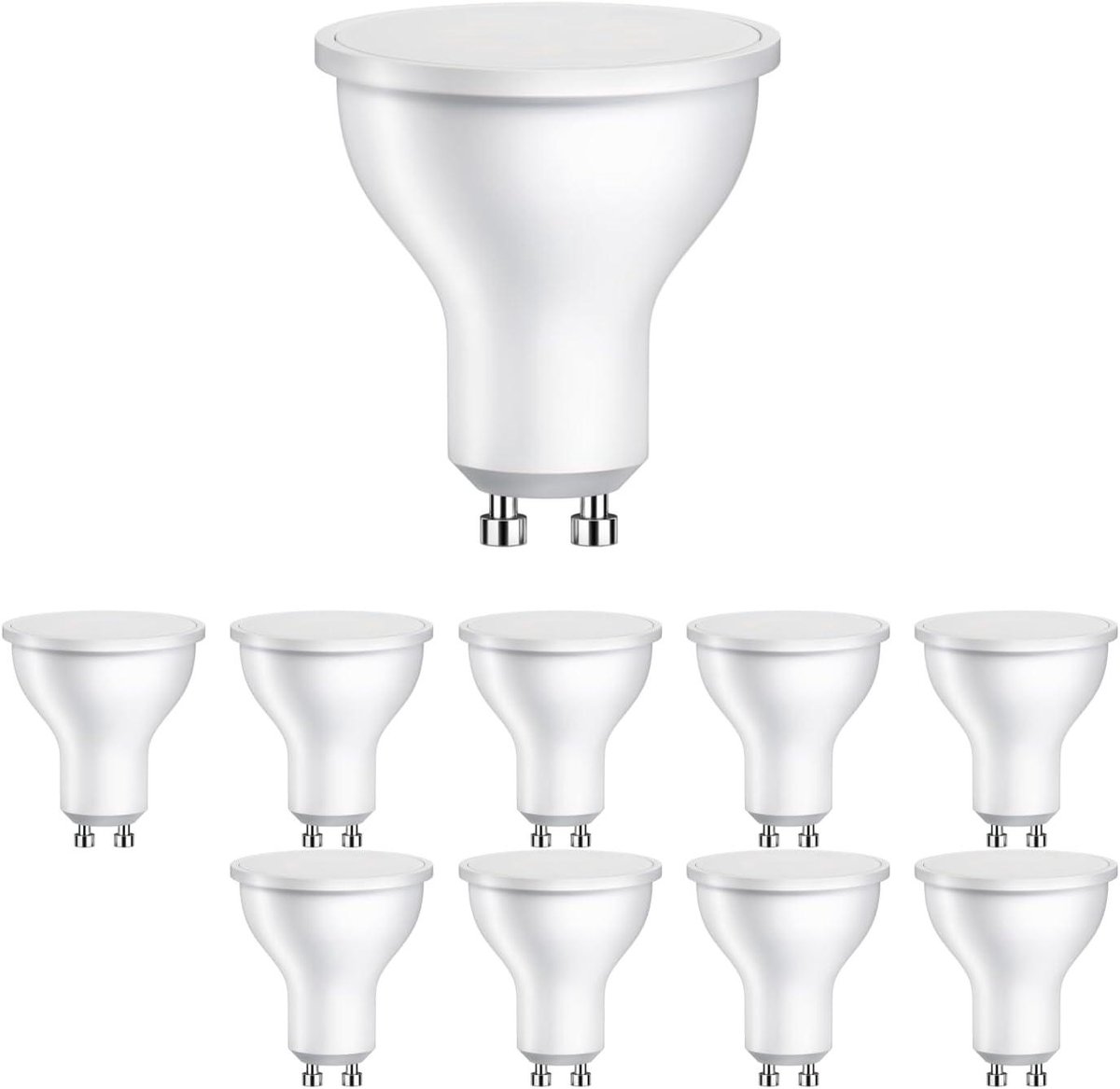 LED Lampen GU10 - PAR16 Lampen - Sfeerverlichting - Energiezuinig en Duurzaam - 50x55 mm - Mat Wit