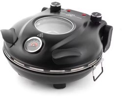 Elektrische Pizza Maker 1200W met Vlambestendige Stenen Bakplaat 32 cm - Tot 420°C voor Knapperige Italiaanse Pizza’s - 5 Instelbare Temperatuurstanden - Compacte Pizza Oven voor Thuisgebruik - Ideaal voor Verse Pizza en Diepvriespizza - Zwart